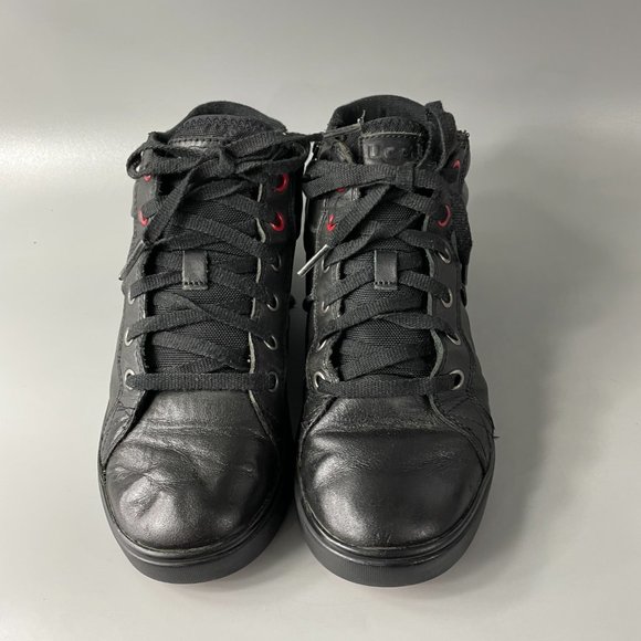 UGG Kids' Boscoe Black Leather Trainer, Kid's Size US 4 - Picture 5 of 13